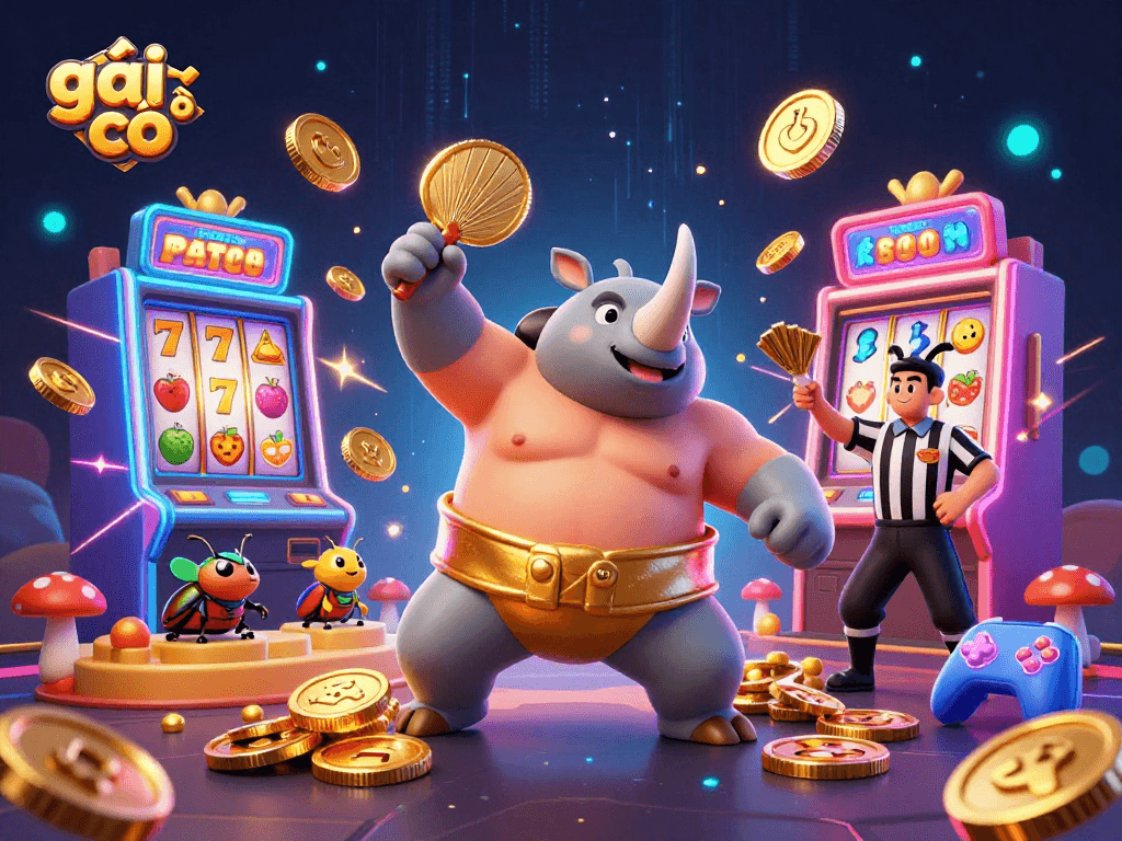 Experience the thrill of gái gọi in this engaging casino-themed illustration featuring retro slot machines.