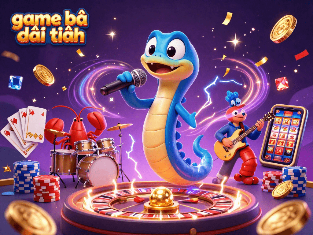 Enjoy the thrilling game bài đổi thưởng with electrifying characters, casino elements, and vibrant action.