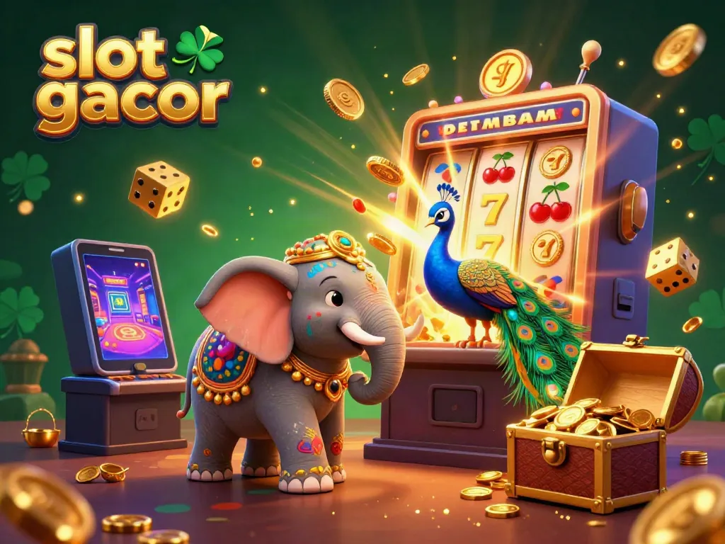 Experience the excitement of "slot gacor" with vibrant elements showcasing jackpot wins and colorful casino themes.