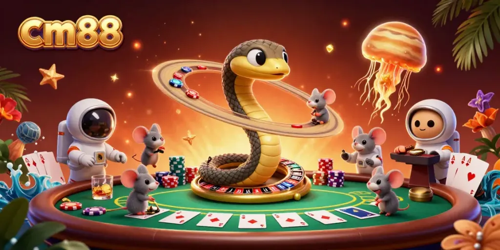 Experience thrilling cosmic betting action at cm88, with astronaut mice wagering on Saturn's roulette rings.