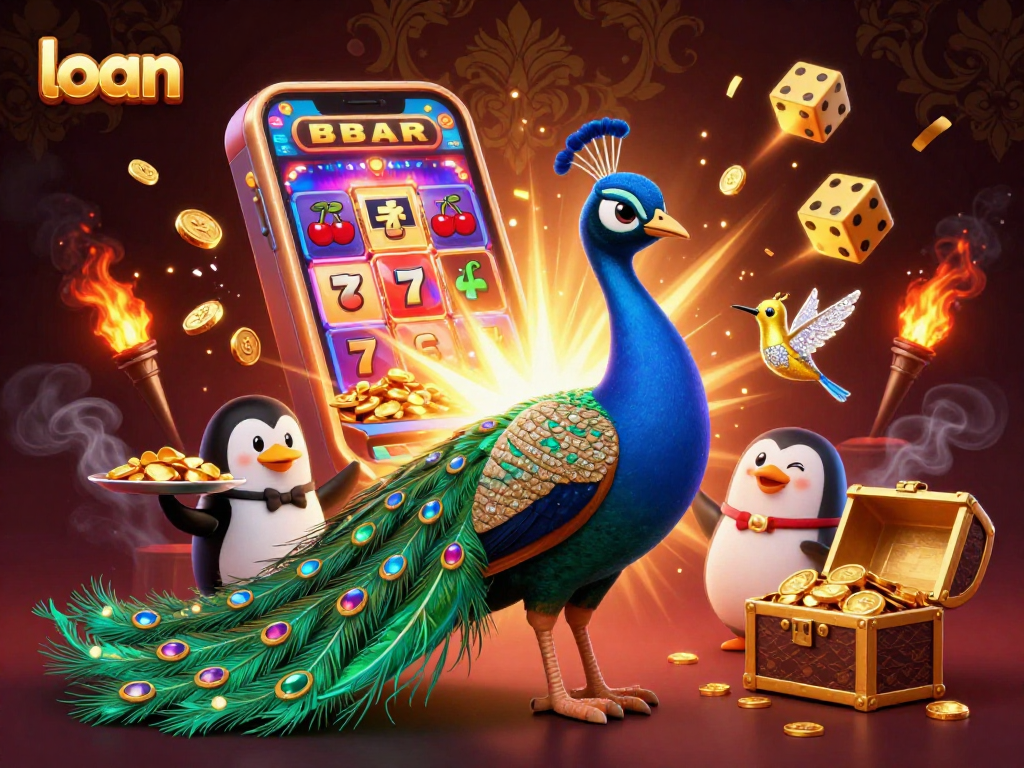 Win big at the casino with loan-themed slot machines and vibrant characters aiding your luck.