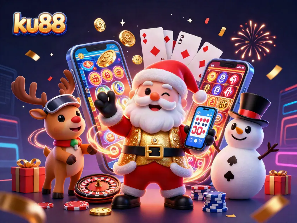 Engage with ku88 casino fun with Santa and friends, experiencing vibrant slot gaming action.