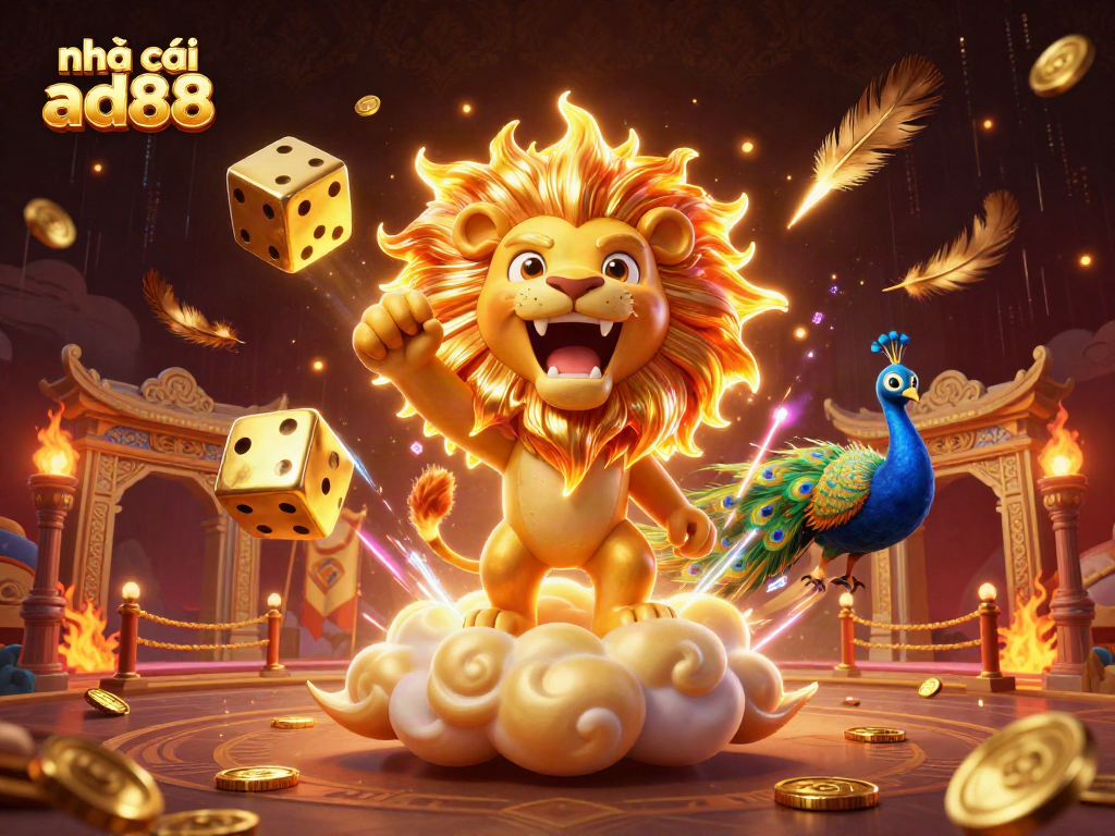 Engage in gaming excitement with nhà cái ad88's vibrant casino 3D illustration.