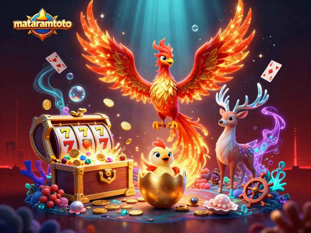 Experience thrilling gameplay with mataramtoto featuring vibrant phoenix and slot elements.