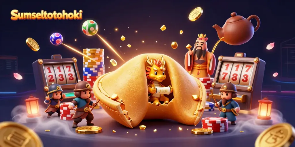 Engage with sumseltotohoki's dynamic lottery celebration scene featuring a golden cookie and dragon.