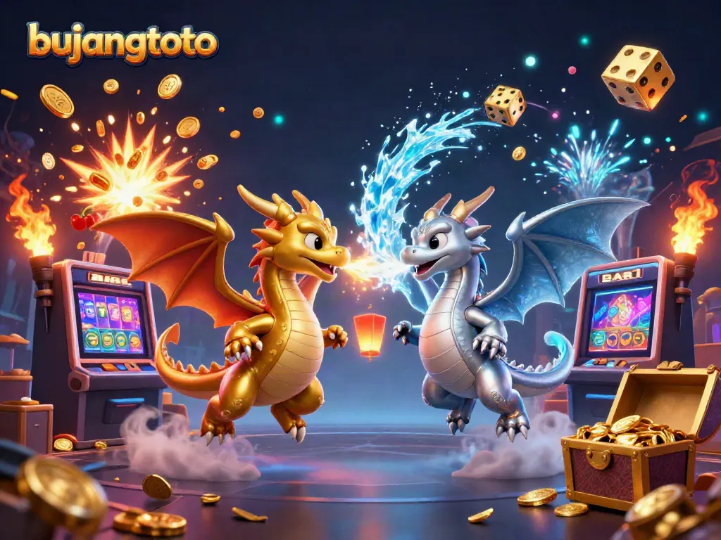 Experience the excitement of bujangtoto with vibrant dragons amid a jackpot explosion.