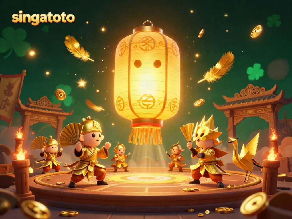 Experience exciting gameplay at singatoto, featuring a vibrant casino scene under a mystical lantern spirit.