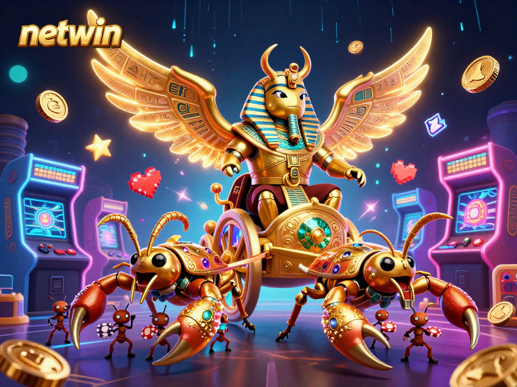 Experience netwin with vibrant 3D characters and arcade games in a dynamic casino scene.