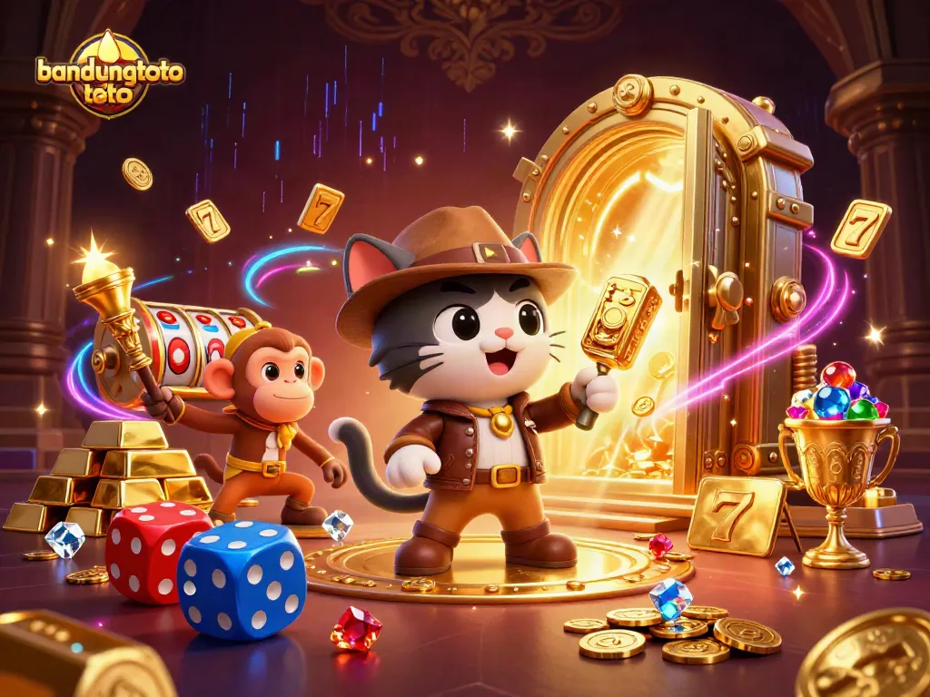 Engage in thrilling gaming adventures with Bandungtoto, showcasing vibrant exploration of casino treasures.