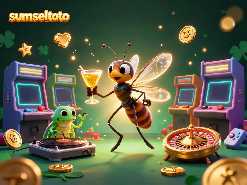 Experience premium casino fun with sumseltoto, featuring a vibrant 3D illustration of a thrilling gaming scene.