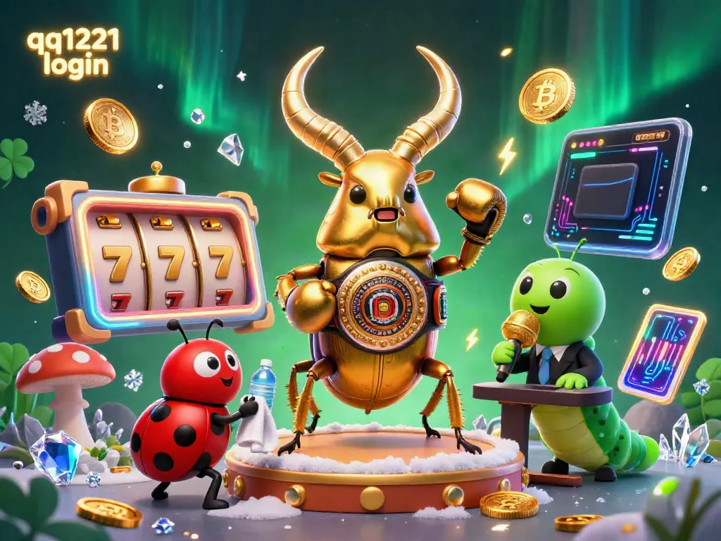 Engage in the thrilling qq1221 login experience with a dynamic 3D illustration showcasing high-stakes slot action.