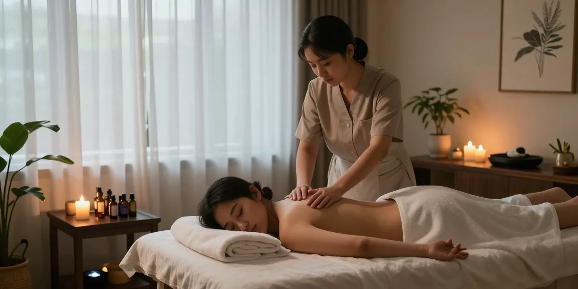 Serene massage therapy scene showcasing 용인출장마사지 in a calming and inviting atmosphere.