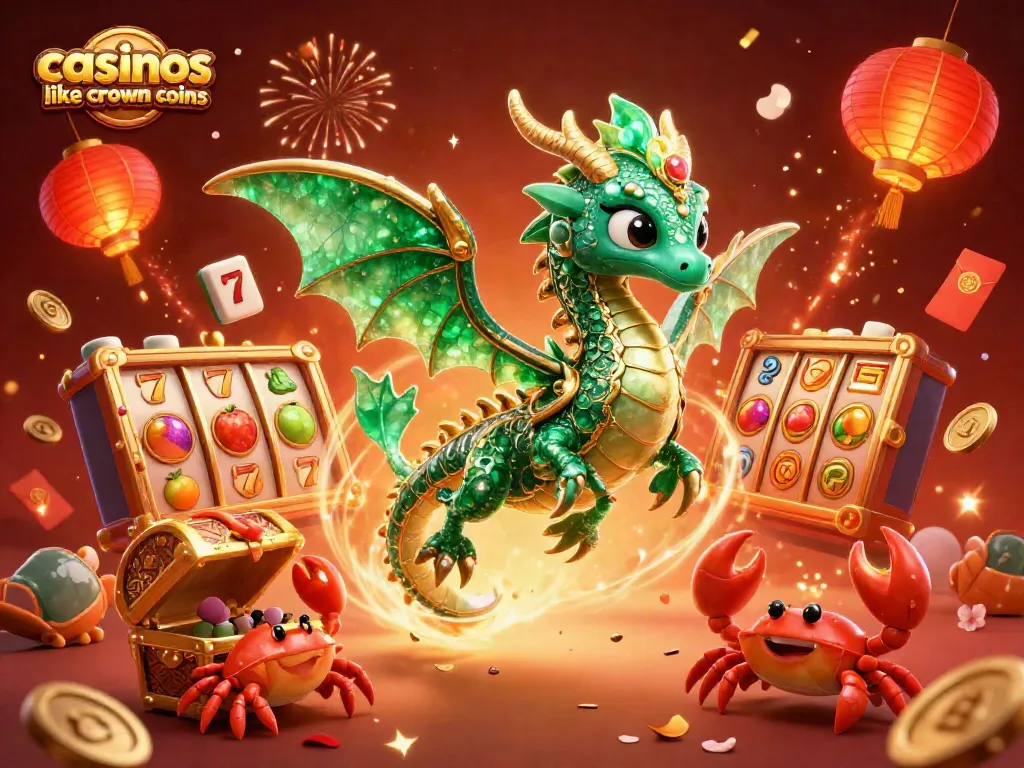 Spin and win at casinos like Crown Coins with exciting slot reels and festive 3D elements.