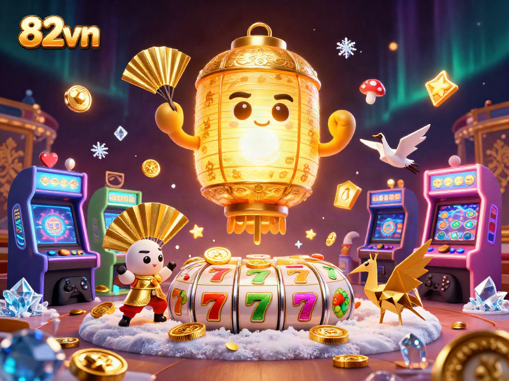 Experience betting excitement with 82vn in a vibrant casino scene full of game elements.