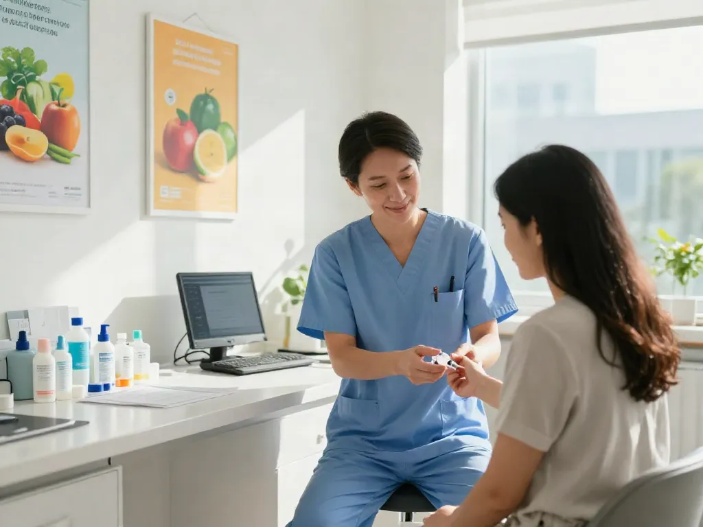 Patient receiving lipo c con b12 injection in a modern healthcare setting.