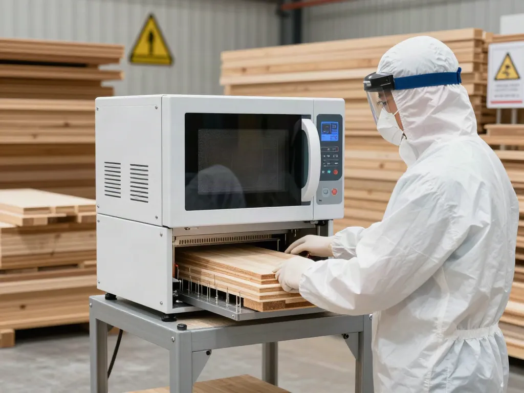 Shashel® microwave woodworm treatment device in action, showcasing its innovative technology for safe wood treatment.