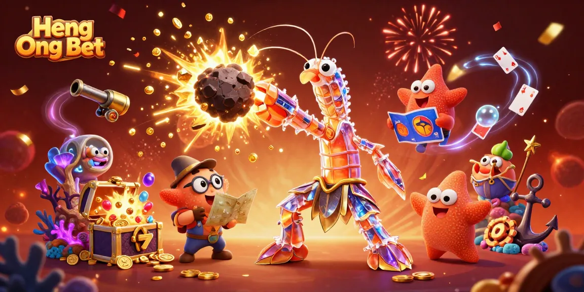 Join the excitement of Heng Ong Bet with a vibrant 3D illustration featuring dynamic slot game elements.