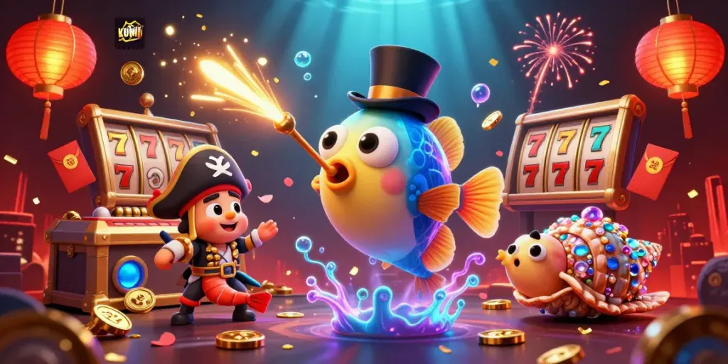 Kuwin players enjoying a vibrant online casino experience with thrilling jackpots and colorful game elements.