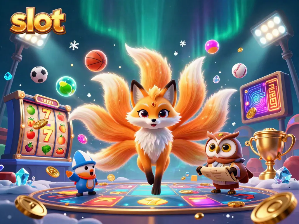 Spin colorful slot reels and win with a magical nine-tailed fox spirit and wise owl sage.