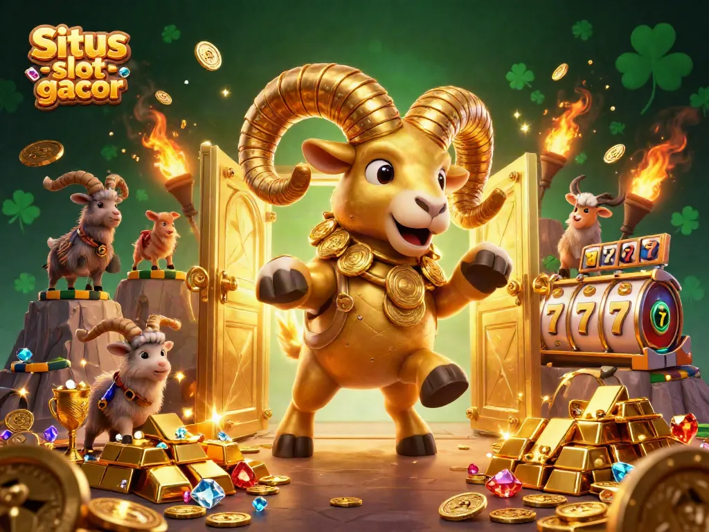 Engage in thrilling play at Situs slot gacor with colorful slot reels and golden elements.