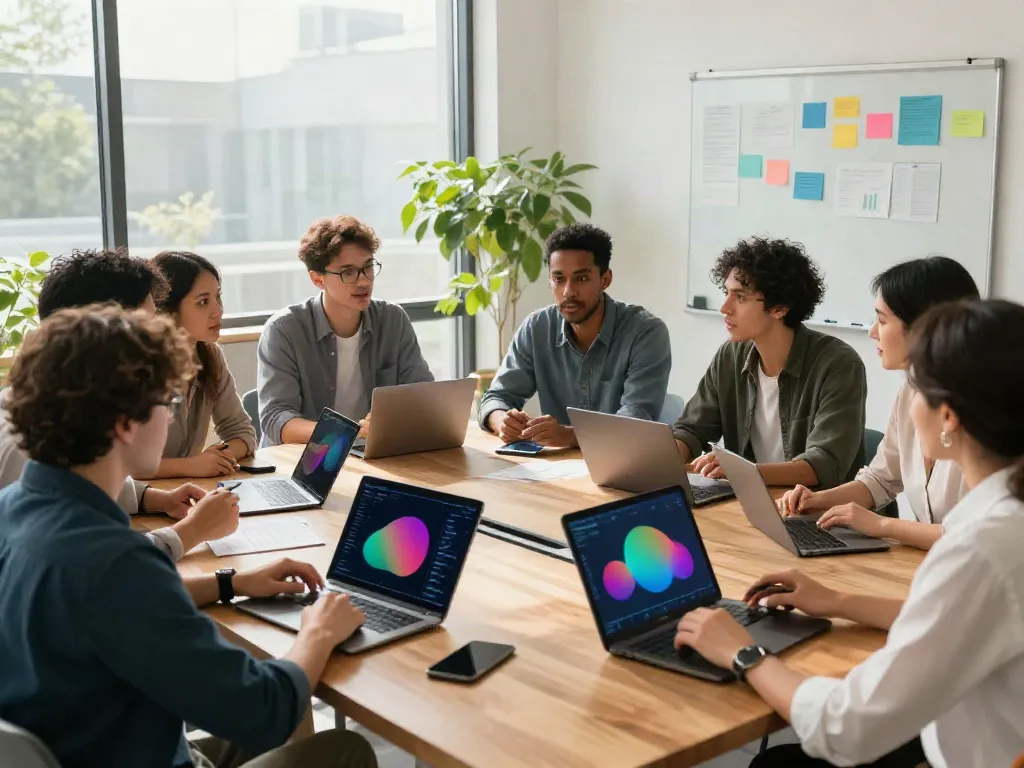 Team discussing strategies in a modern office, click for more insights on collaboration.