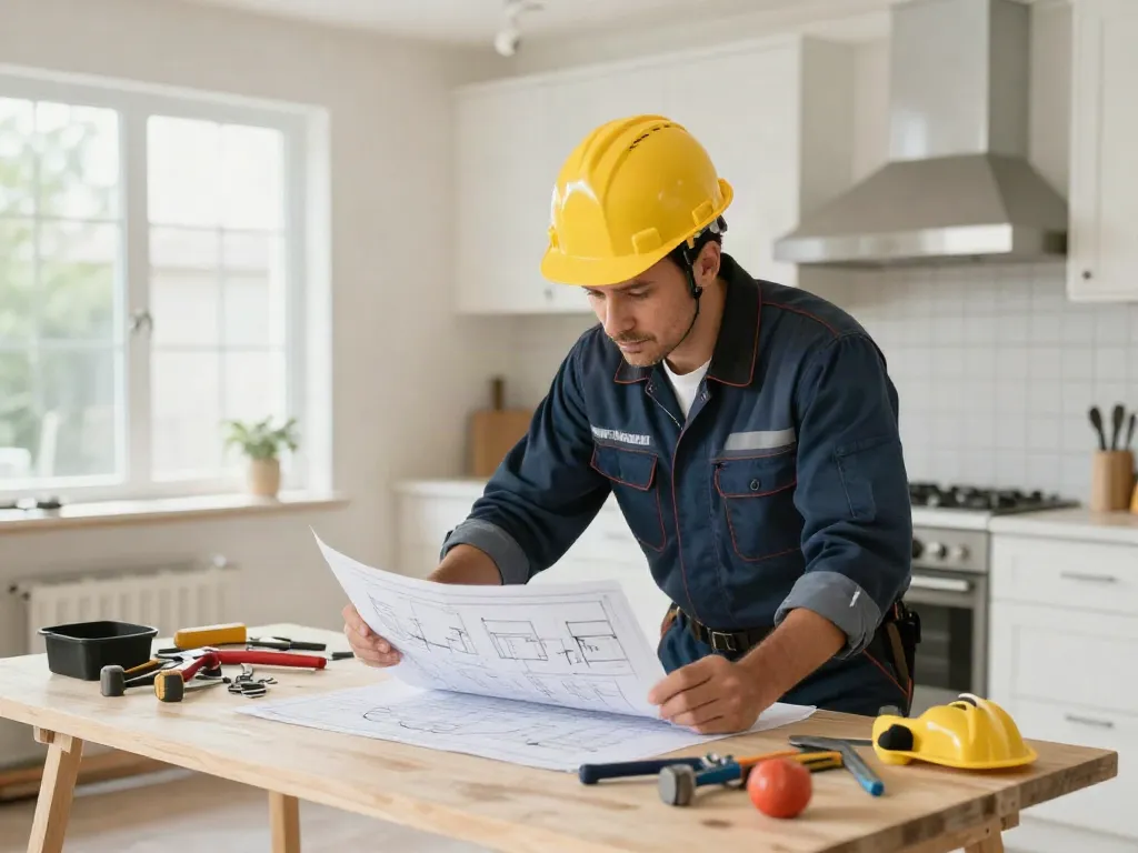 Expert contractor reviewing plans for a home renovation project at wish 4d, a trusted local business.